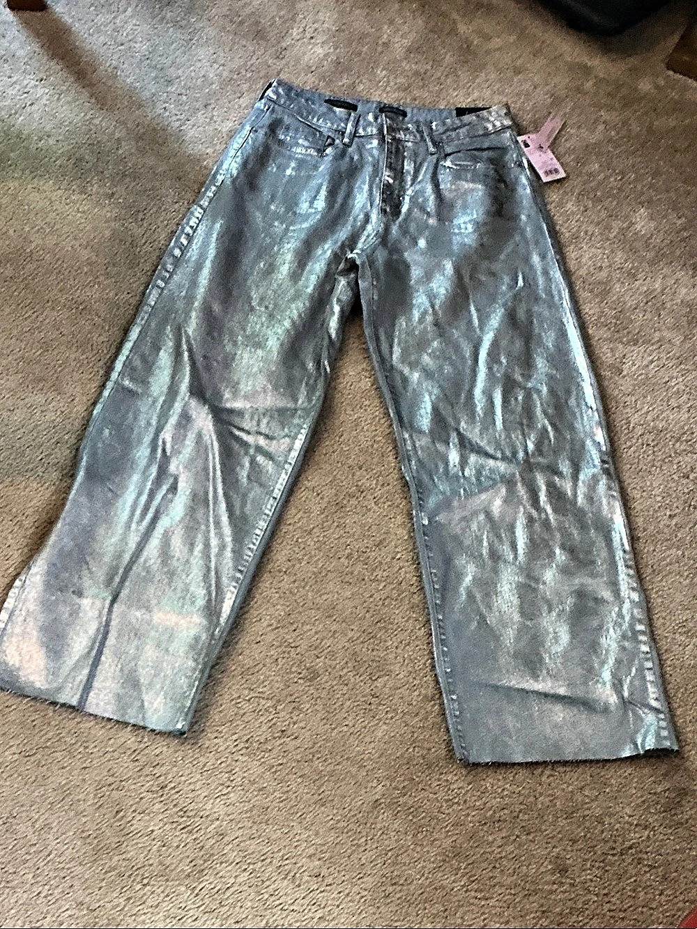 Wild Fable High-Rise Baggy Jean Metallic Wide Leg Waist 8 NWT